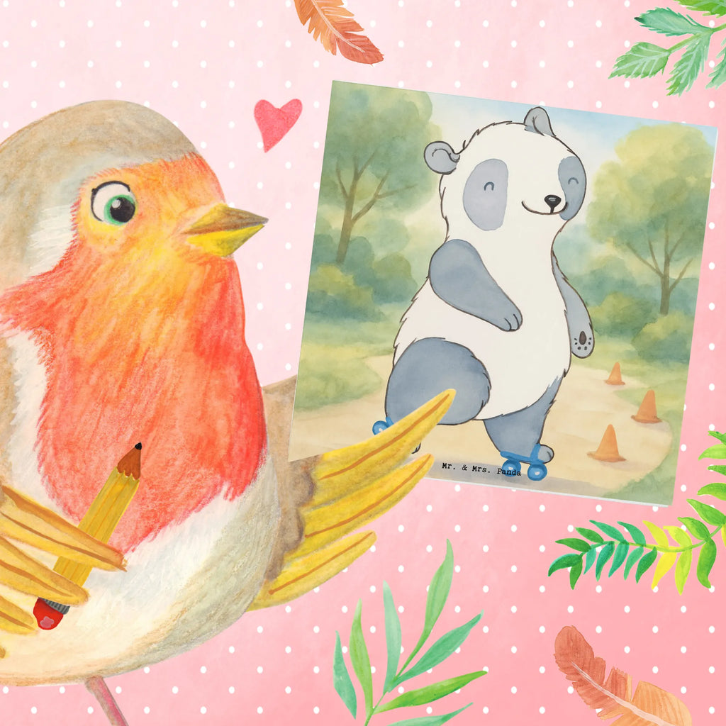 Karta Deluxe Panda Jazda na rolkach Design Prezent, Dyscyplina sportowa, Darować, Dziękuję, Dzięki, Wyróżnienie, Wygrana, Sportowiec