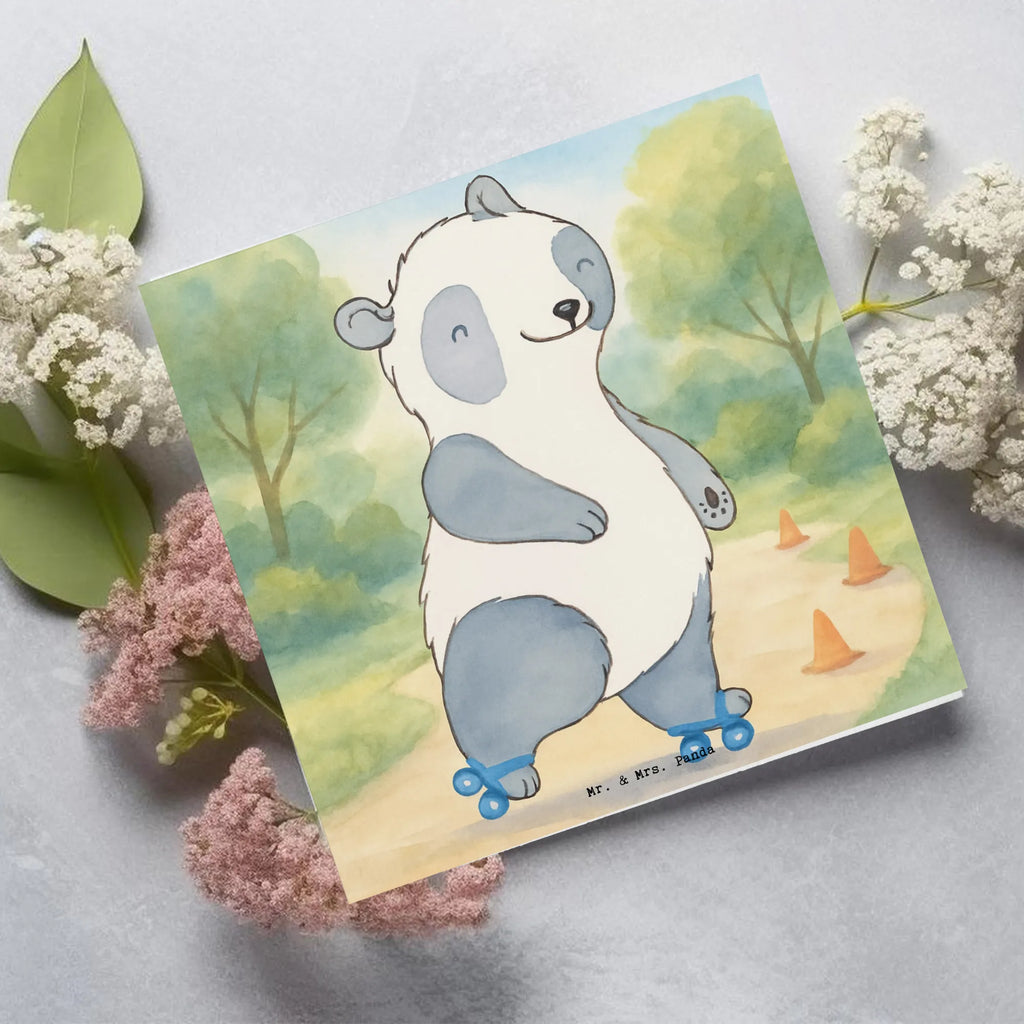 Karta Deluxe Panda Jazda na rolkach Design Prezent, Dyscyplina sportowa, Darować, Dziękuję, Dzięki, Wyróżnienie, Wygrana, Sportowiec