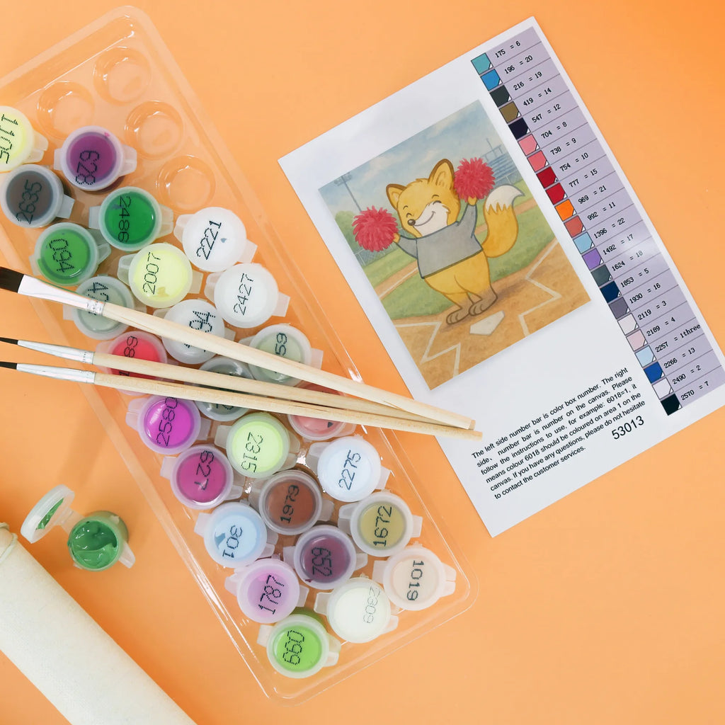 Paint by Numbers Fox cheerleader Design Gift, giving, thank you, award, profit, athlete, Tournaments, Gymnastics