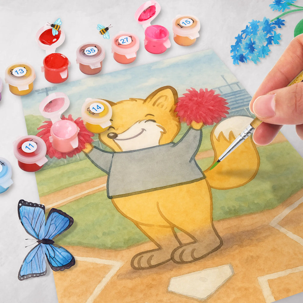 Paint by Numbers Fox cheerleader Design Gift, giving, thank you, award, profit, athlete, Tournaments, Gymnastics