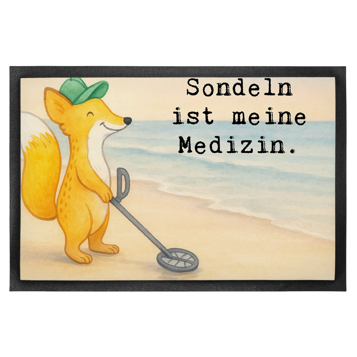 Doormat Fox metal detector Design Gift, giving, thank you, award, profit, athlete, Metal detector, treasure hunt, probe, probe walker, look for coins