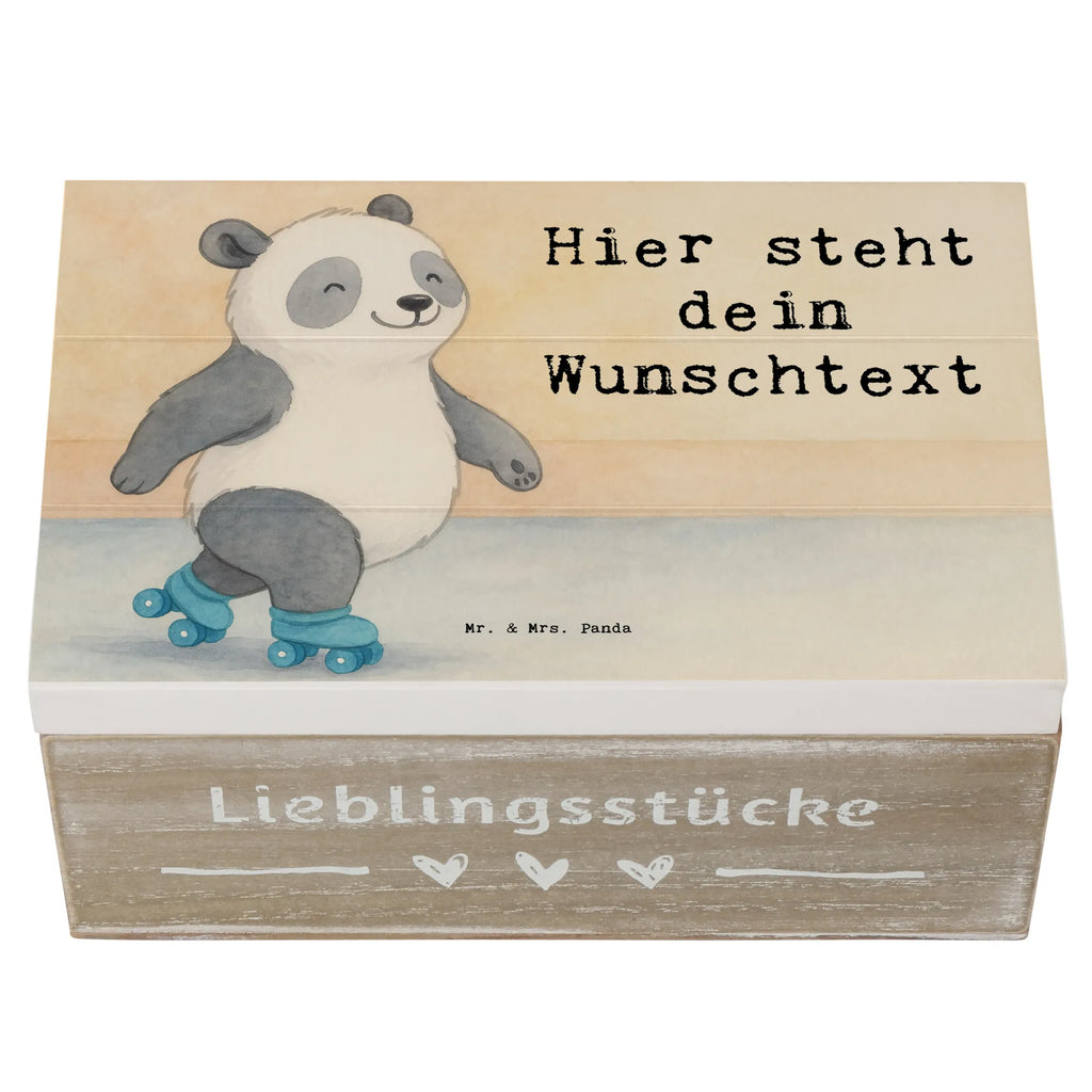 Personalizowane drewniane pudełko Panda Jazda na rolkach Design Prezent, Dyscyplina sportowa, Darować, Dziękuję, Dzięki, Wyróżnienie, Wygrana, Sportowiec