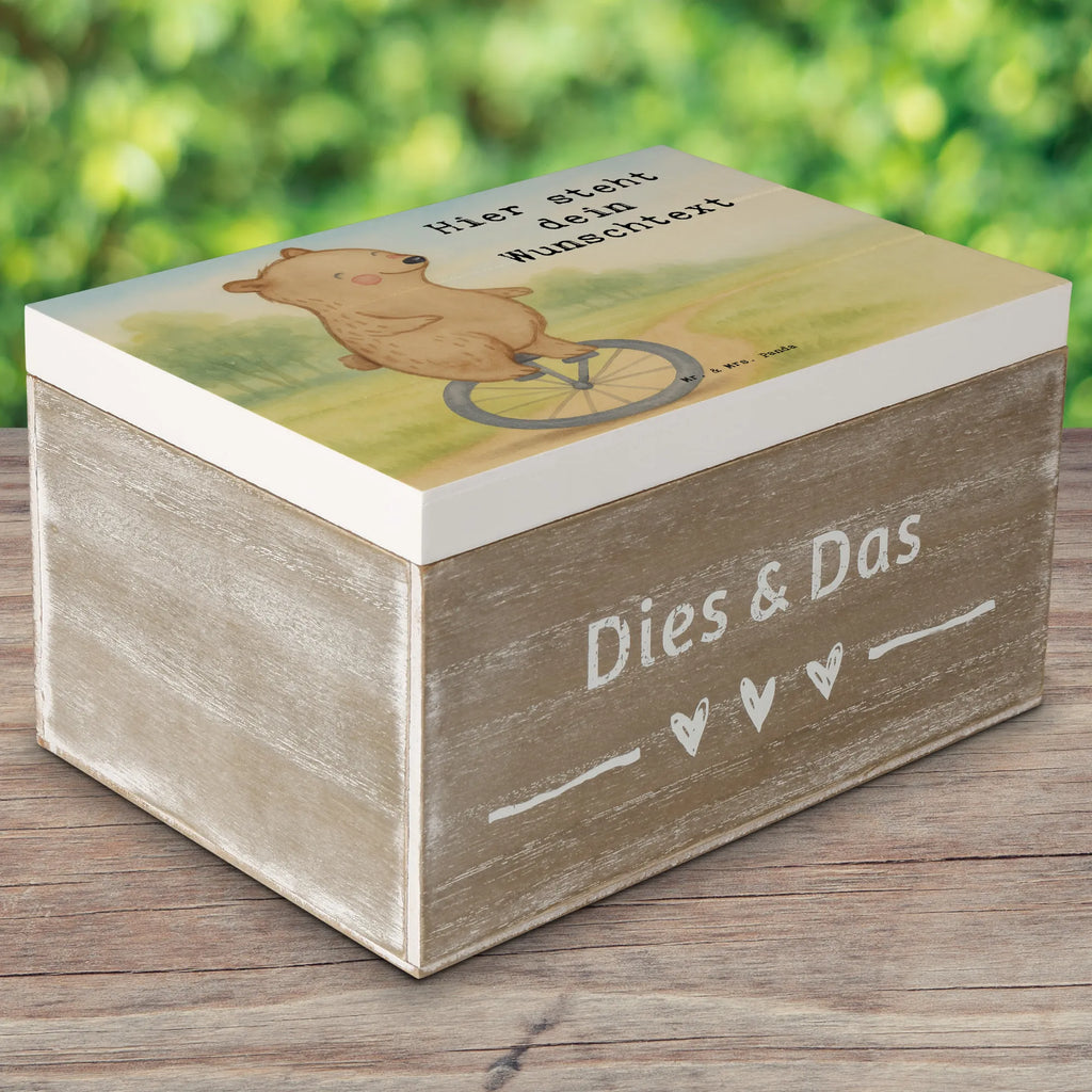 Personalizowane drewniane pudełko Niedźwiedź Jazda na jednokołowcu Design Prezent, Dyscyplina sportowa, Darować, Dziękuję, Dzięki, Wyróżnienie, Wygrana, Sportowiec