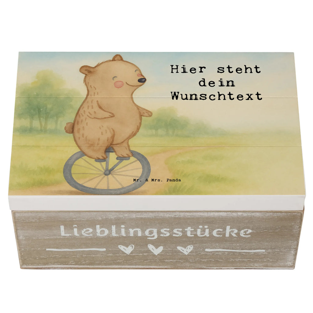 Personalizowane drewniane pudełko Niedźwiedź Jazda na jednokołowcu Design Prezent, Dyscyplina sportowa, Darować, Dziękuję, Dzięki, Wyróżnienie, Wygrana, Sportowiec