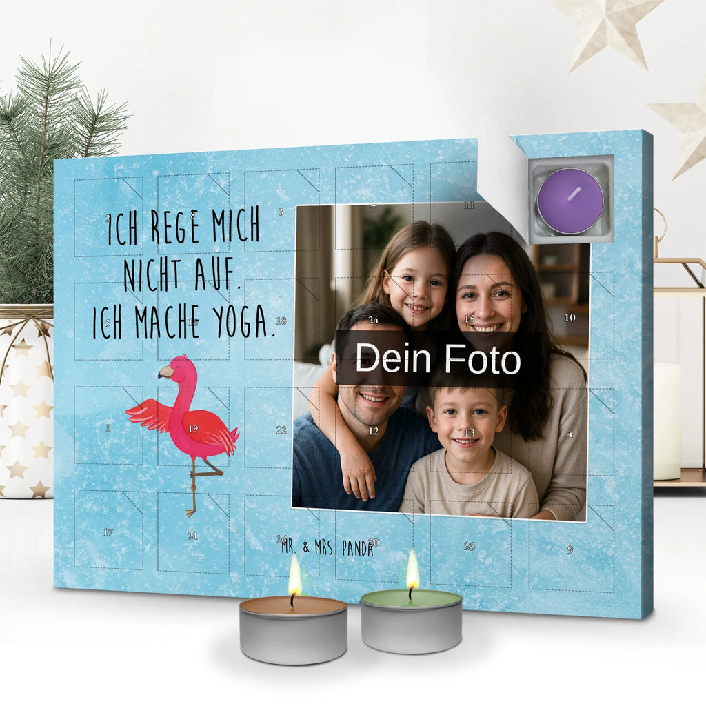  Flamingo joga Personalisierter Duftkerzen Foto Adventskalender, Flamingo, Vogel, Tiefenentspannung, Yoga, Aufregen, Ärger, Namaste, Yoga-Übung, Entspannung, Achtsamkeit