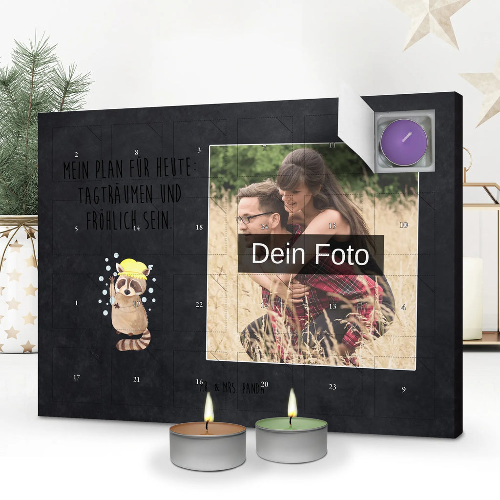 Personalisierter Duftkerzen Foto Adventskalender Waschbär Personalisierter Duftkerzen Foto Adventskalender, Lustige Sprüche, Tiere, Tiermotive, Gute Laune, Waschen, Waschbär, Seifenblasen, Fröhlich, Tagträumen, Plan