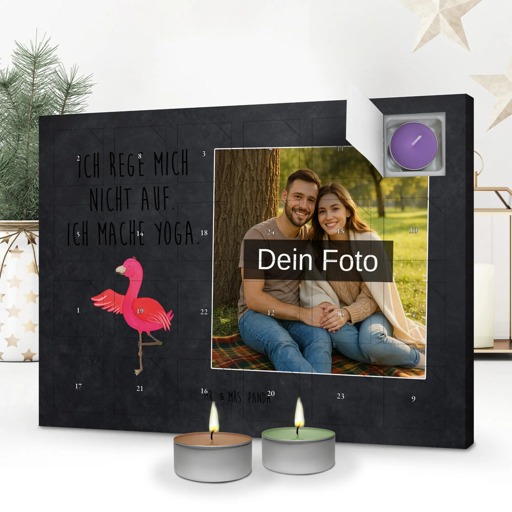  Flamingo joga Personalisierter Duftkerzen Foto Adventskalender, Flamingo, Vogel, Tiefenentspannung, Yoga, Aufregen, Ärger, Namaste, Yoga-Übung, Entspannung, Achtsamkeit