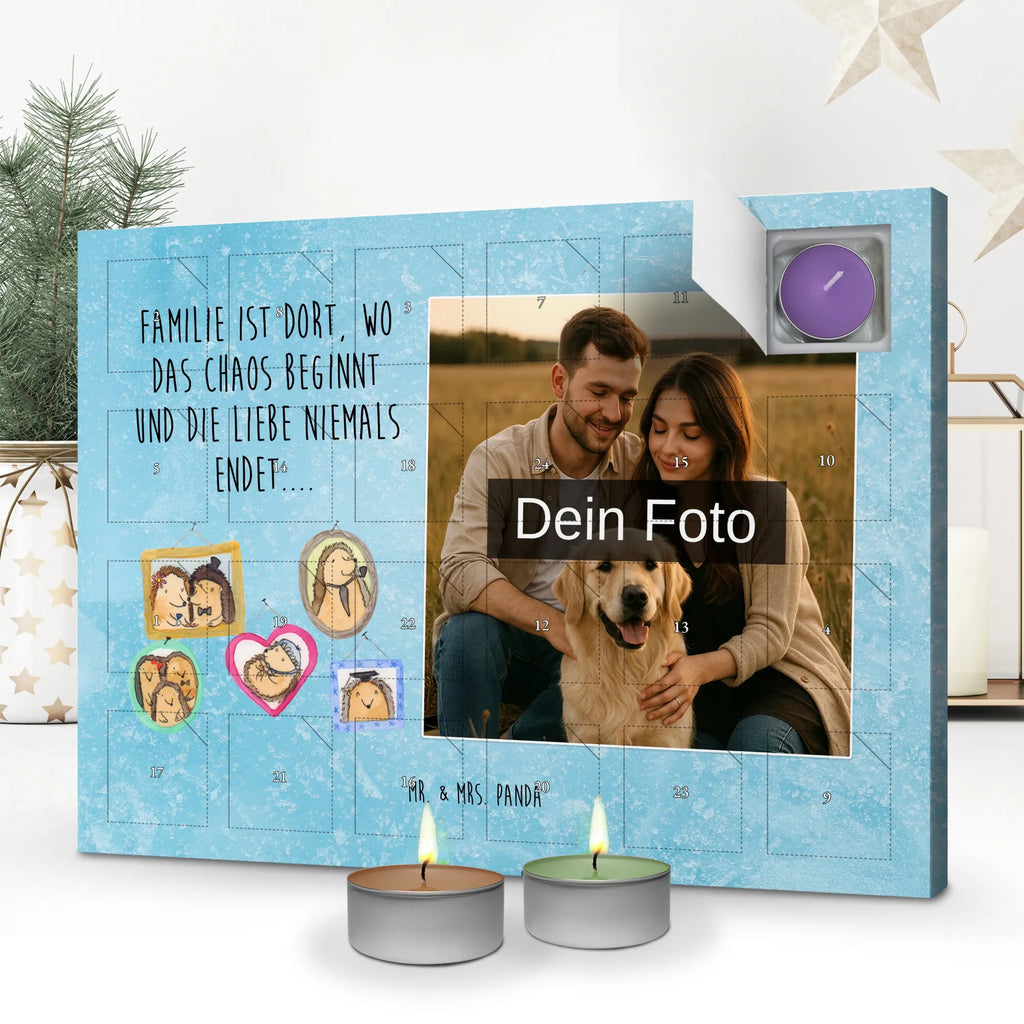 Personalisierter Duftkerzen Foto Adventskalender Igel Familie Personalisierter Duftkerzen Foto Adventskalender, Muttertag, Vatertag, Mama, Papa, Oma, Opa, Familie, Schwester, Bruder, Liebe, Zusammenhalt, Igel, Bilder, Glück