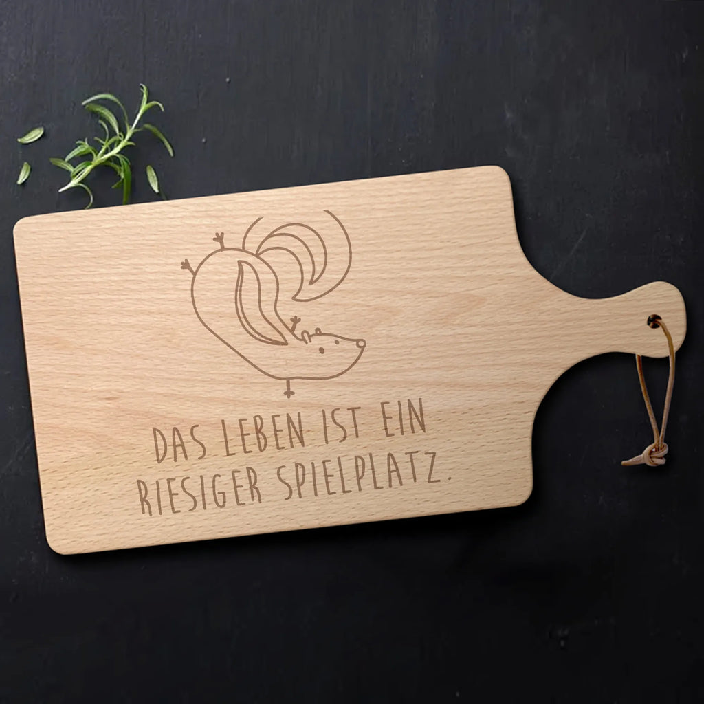 Cutting board with handle skunk handstand child, stink, wild animal, playful, playground, predator