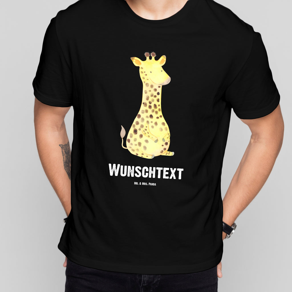 Personalisiertes T-Shirt Giraffe Zufrieden T-Shirt Personalisiert, T-Shirt mit Namen, T-Shirt mit Aufruck, Männer, Frauen, Afrika, Wildtiere, Giraffe, Zufrieden, Glück, Abenteuer