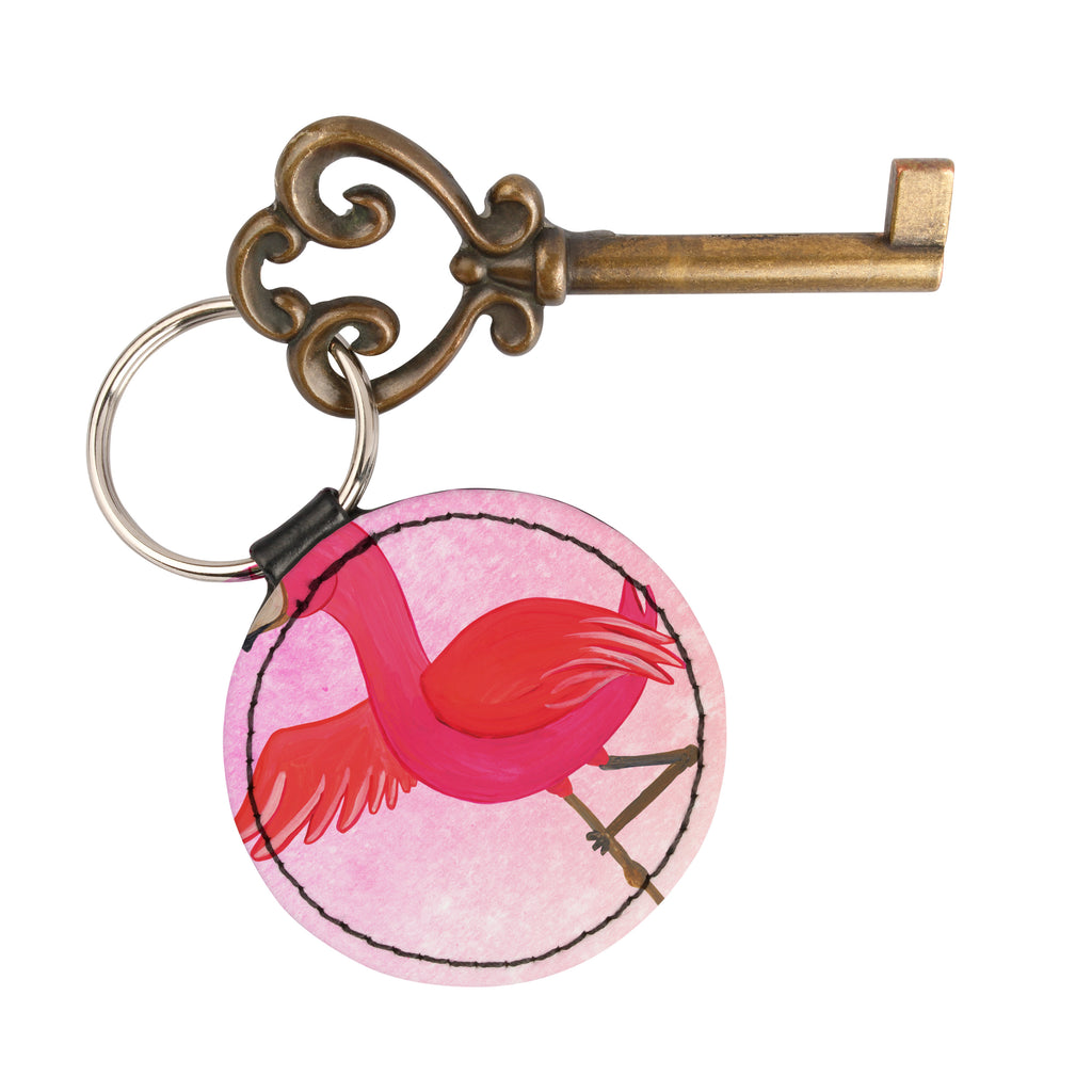 Rund Schlüsselanhänger Flamingo Yoga Schlüsselanhänger, Anhänger, Taschenanhänger, Glücksbringer, Schutzengel, Flamingo, Vogel, Yoga, Namaste, Achtsamkeit, Yoga-Übung, Entspannung, Ärger, Aufregen, Tiefenentspannung