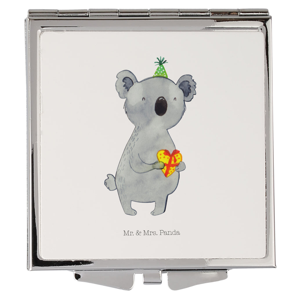 Handtaschenspiegel quadratisch Koala Geschenk Spiegel, Handtasche, Quadrat, silber, schminken, Schminkspiegel, Koala, Koalabär, Geschenk, Geburtstag, Party