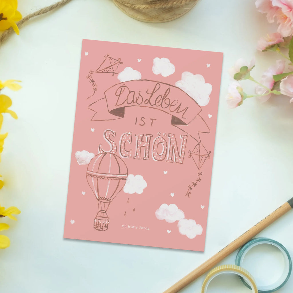 Postcard hot air balloon Life letter, gift, invitation card, Postcard, card, postcards, gift card, paper, invitation, Nature, joy of life, love, Quote, Life, Life is beautiful, Hot-air balloon, experience, Saying life, be happy, Decoration house, Inspiration