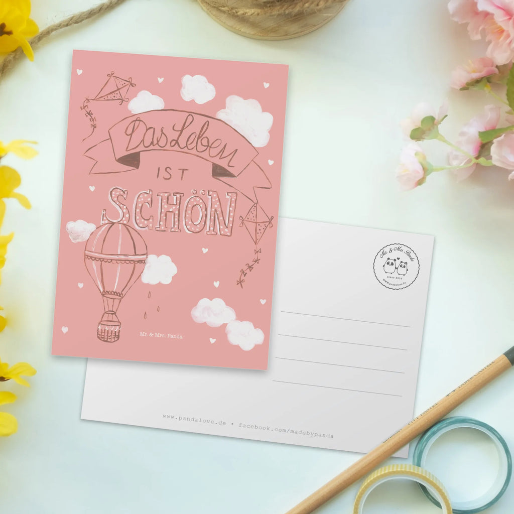 Postcard hot air balloon Life letter, gift, invitation card, Postcard, card, postcards, gift card, paper, invitation, Nature, joy of life, love, Quote, Life, Life is beautiful, Hot-air balloon, experience, Saying life, be happy, Decoration house, Inspiration