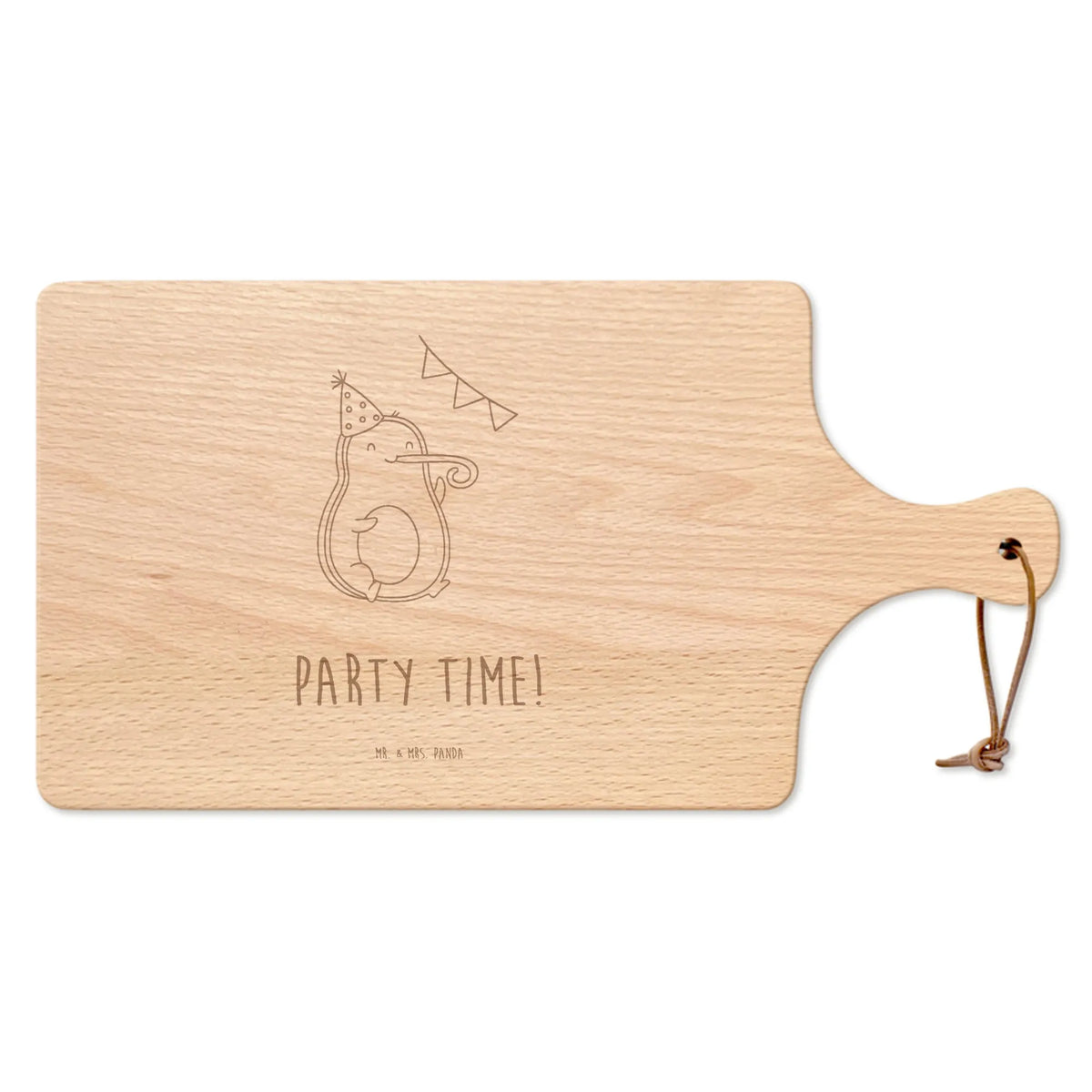 Cutting board with handle avocado party time vegetables
