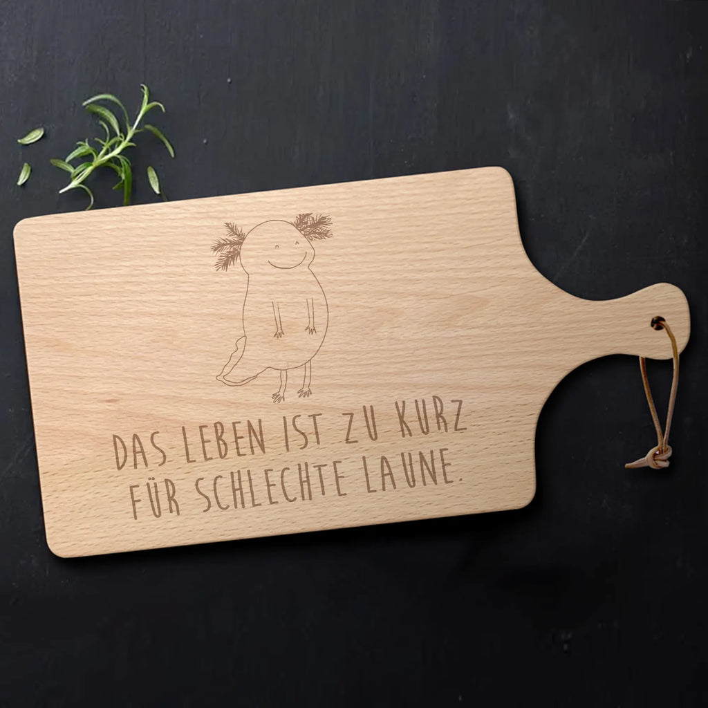 Cutting board with handle axolotl Happy Axelotl, marine animals, Mexican walking fish, salamander, tail, good mood, amphibian
