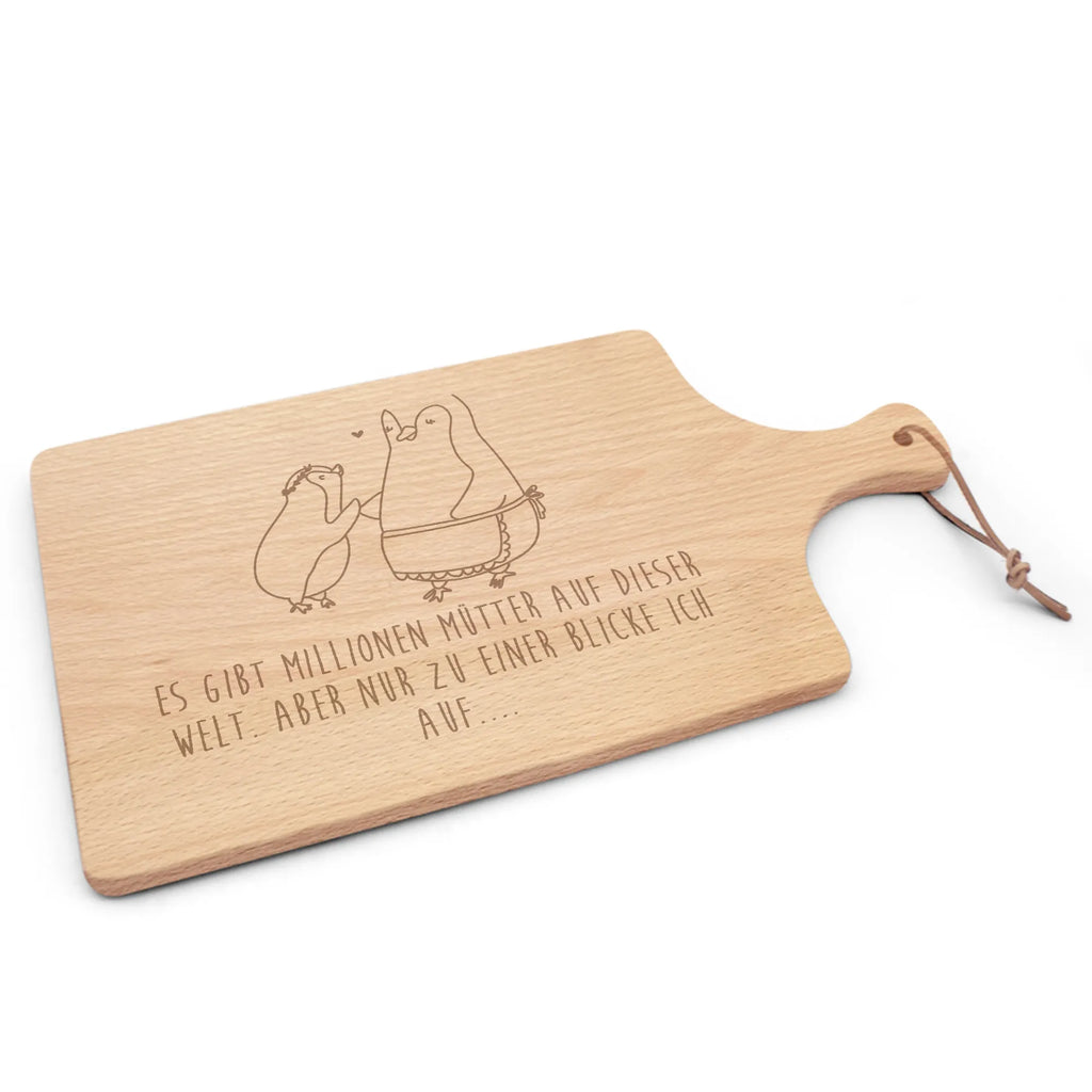 Cutting board with handle Penguin with child Father's Day, Mother's Day, Mummy, Birthday, Mother, Gift