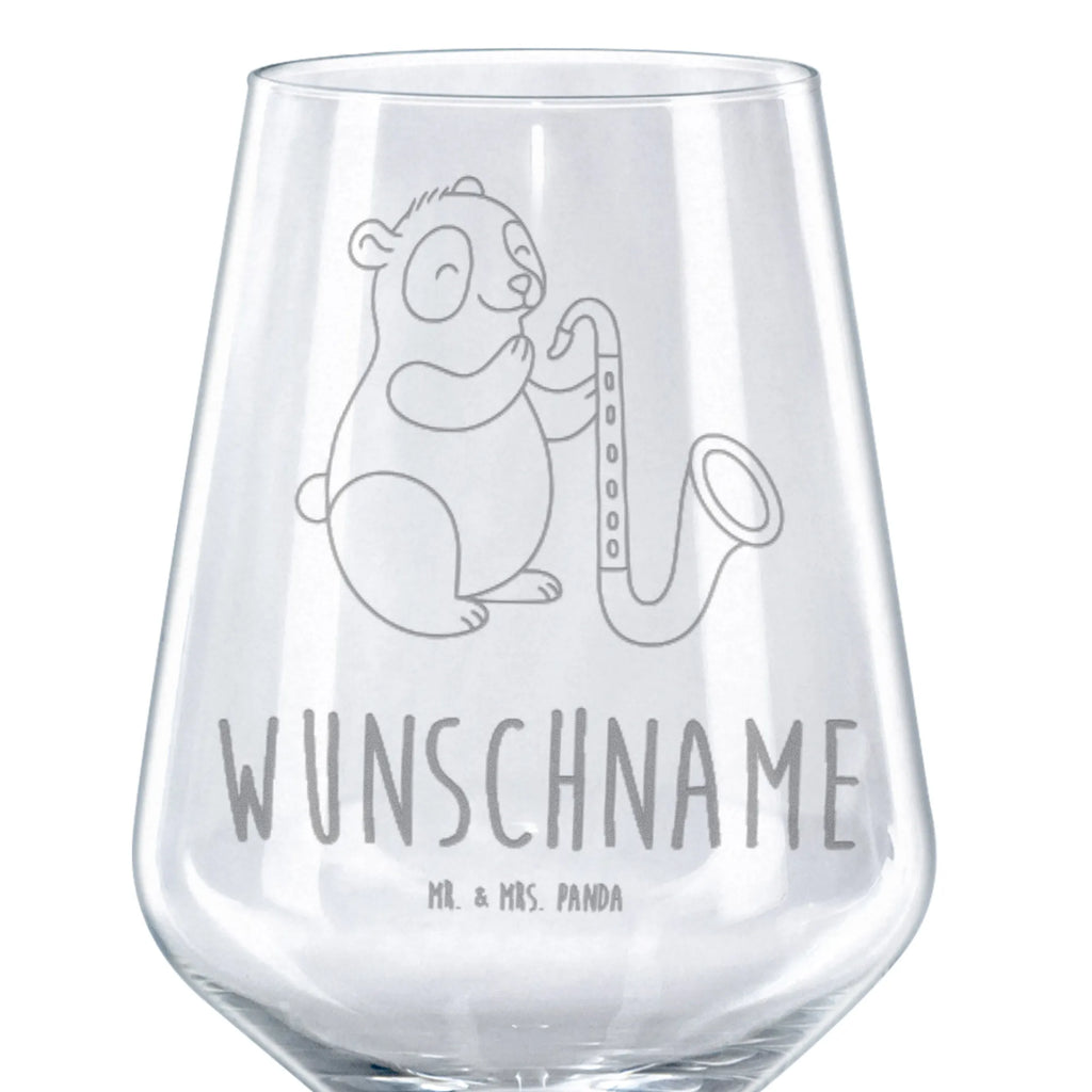 Personalizowany kieliszek do czerwonego wina Panda basowy klarnet Instrumenty, prezenty dla muzyków, miłośników muzyki