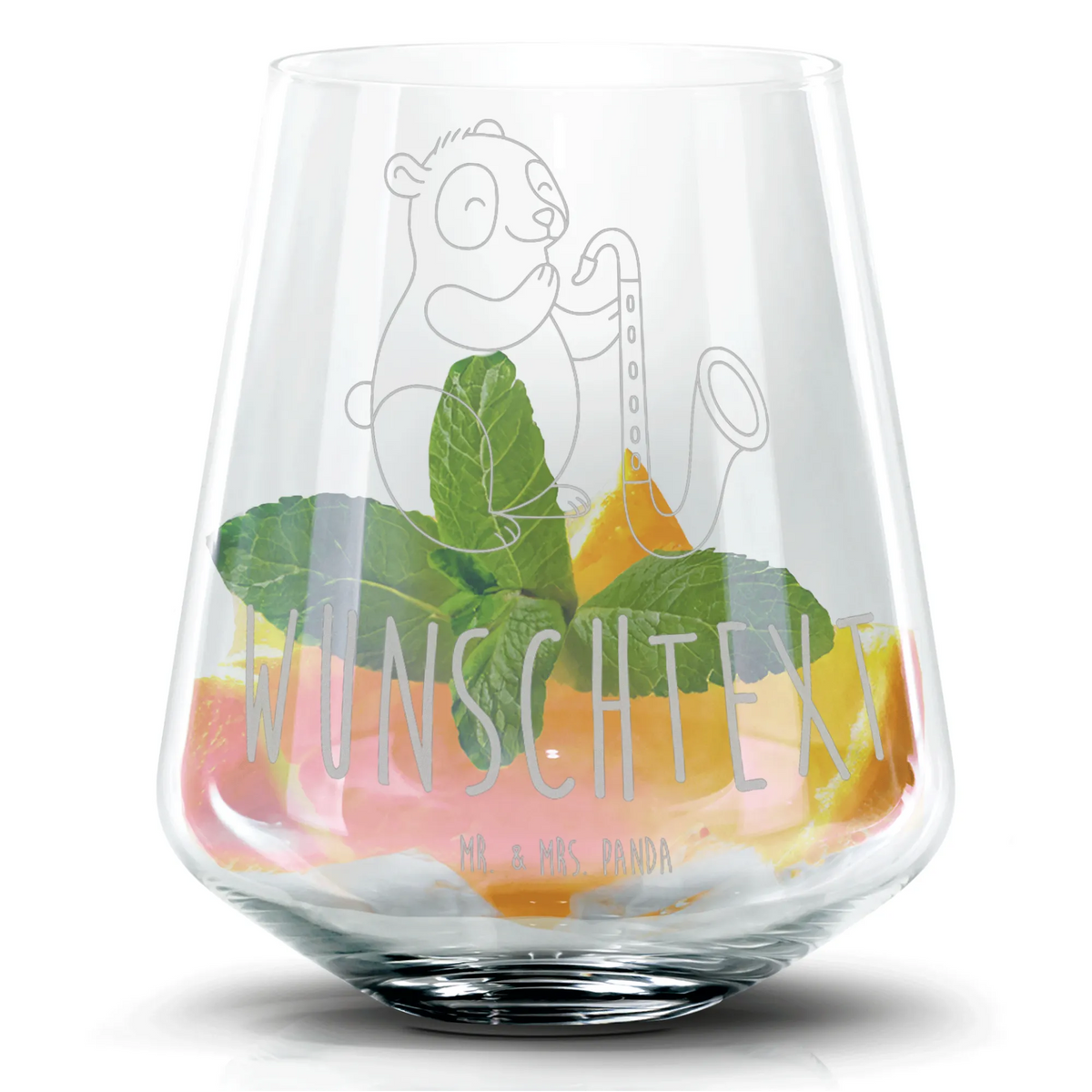 Personalized Cocktail Glass Panda bass clarinet Instruments, gifts for musicians, music enthusiasts