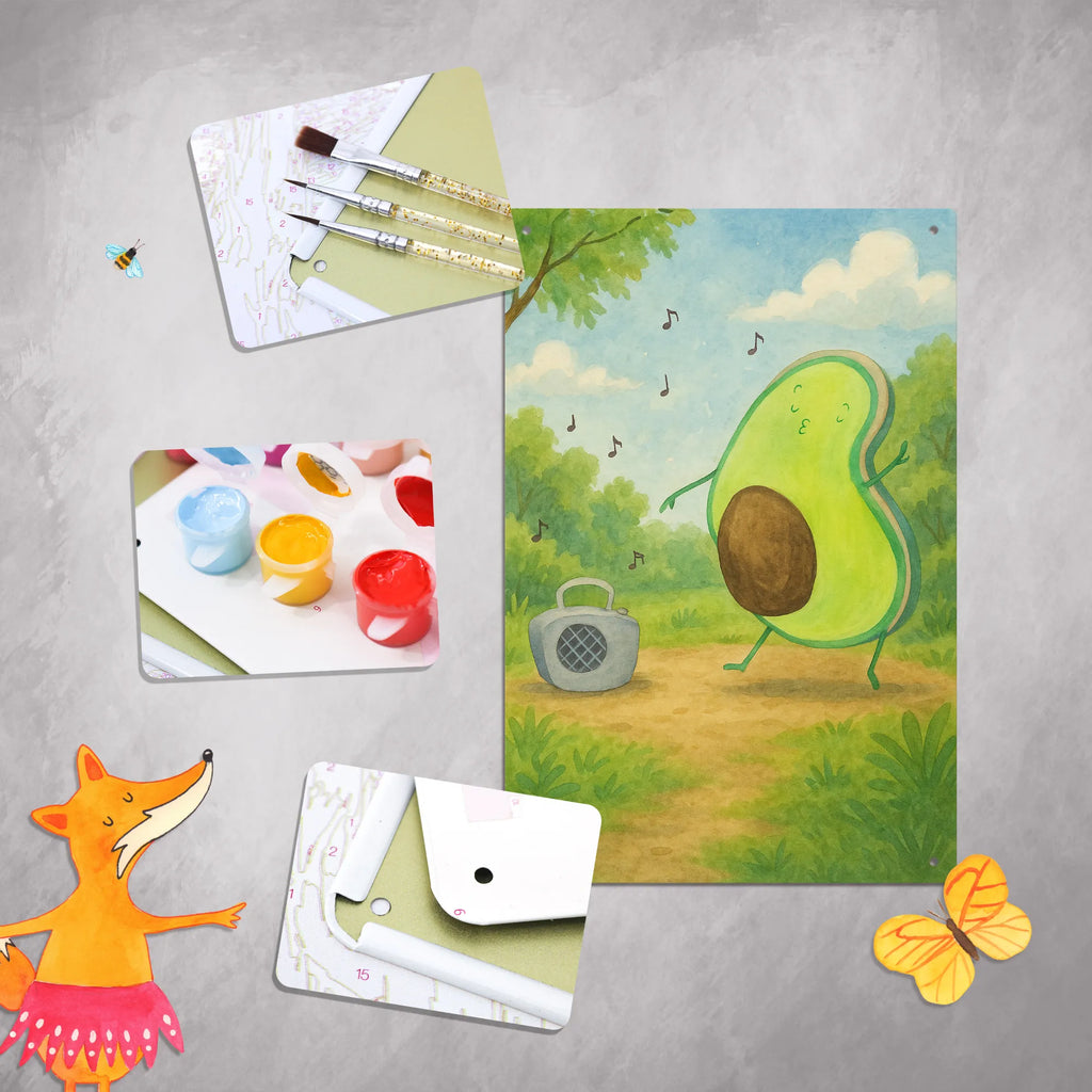 Metalowy szyld do malowania po numerach Awokado tańczyć Design Awokado, Warzywa, Wegan, Zdrowy