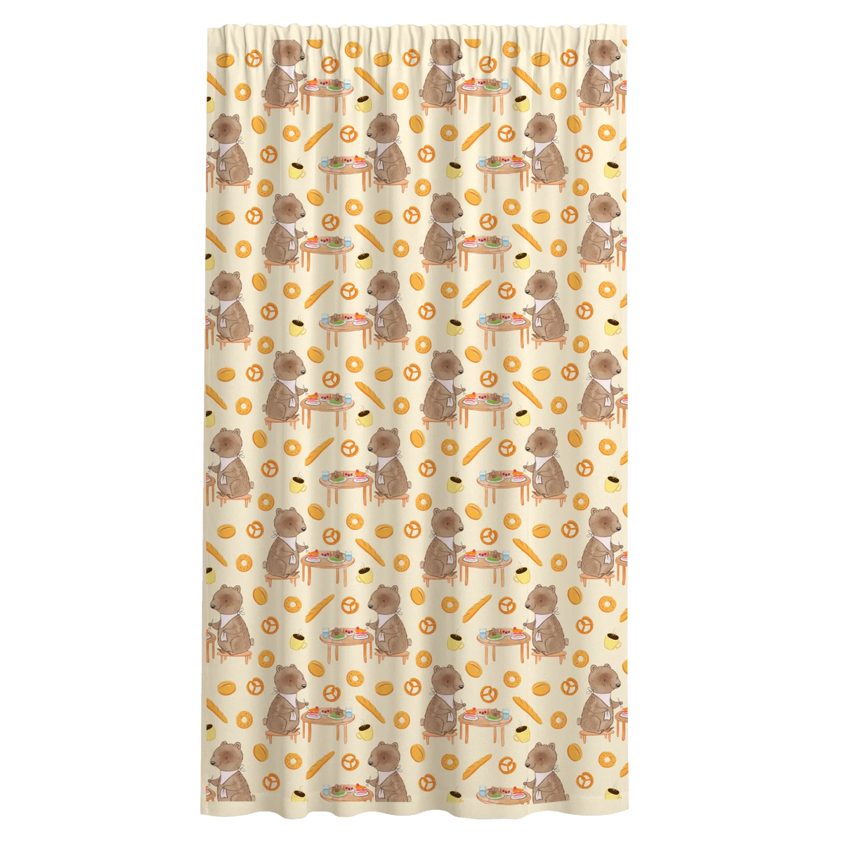 Vorhang Bär Essen gehen Muster Gardine, Vorhang Schal, Gardinenschal, Schiebevorhang, Flächenvorhang, Stoffvorhang, Vorhang, Baumwollvorhang, Seitenschal, Geschenk, Schenken, Sport, Sportart, Hobby, Danke, Dankeschön, Auszeichnung, Gewinn, Sportler, Restaurant, Restaurantbesuch, Essen, Essen gehen