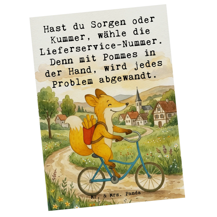 Pocztówka Fuchs Lieferung Pommes Design