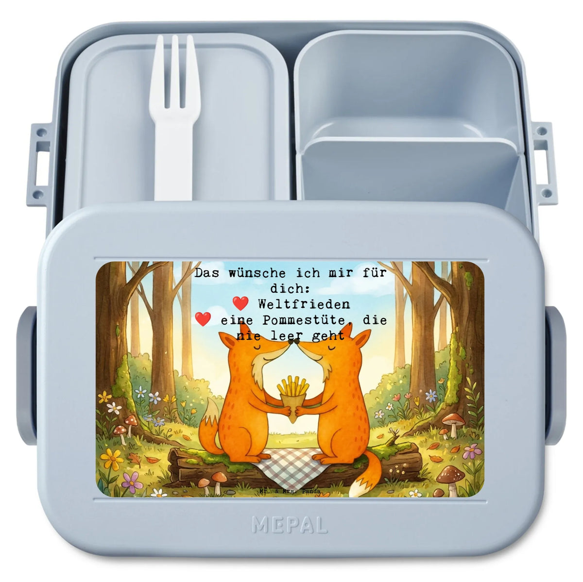  Füchse Liebe Pommes Design Vesperbox, Bento Box, Frischhaltedose, Meal Prep Box, Lunchbox, Essensbehälter, Snackbox, Snackdose, Bento-Brotdose, Bentobox, Jausenbox, Lebensmittelbehälter, Essensbox