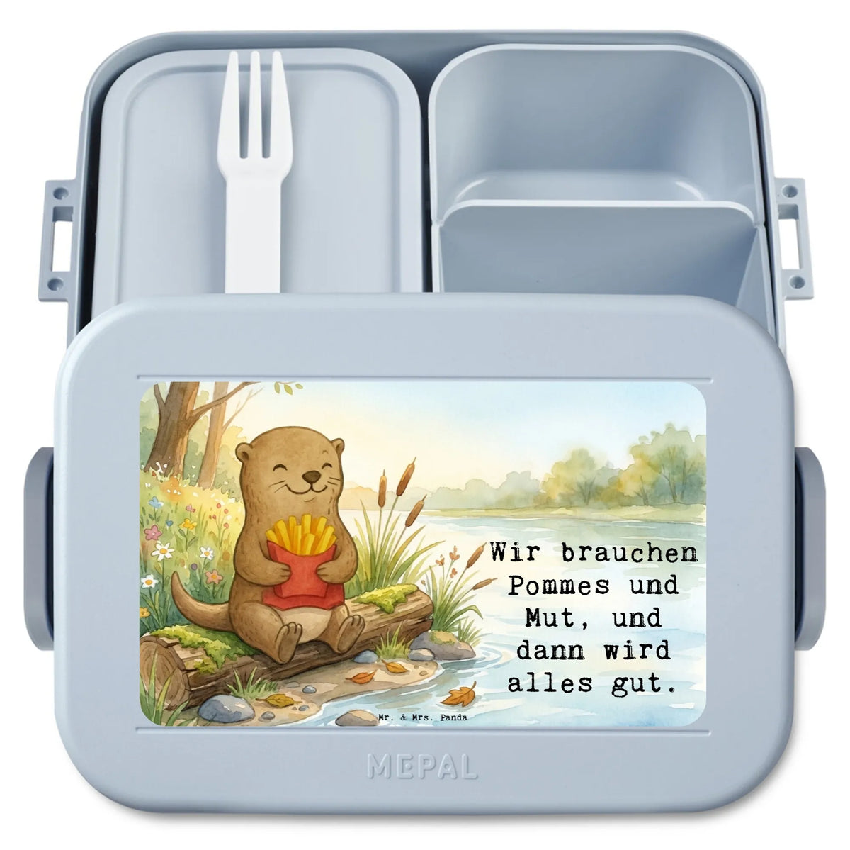MEPAL Bentobox Otter Pommes Design Bento Box, Jausenbox, Snackbox, Bento-Brotdose, Meal Prep Box, Snackdose, Lebensmittelbehälter, Essensbehälter, Essensbox, Vesperbox, Lunchbox, Frischhaltedose, Bentobox