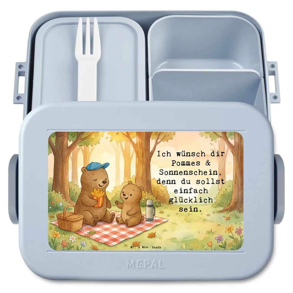 MEPAL Bentobox Bär Kind Pommes Design Frischhaltedose, Bentobox, Vesperbox, Essensbox, Lunchbox, Essensbehälter, Lebensmittelbehälter, Bento Box, Jausenbox, Meal Prep Box, Snackbox, Bento-Brotdose, Snackdose