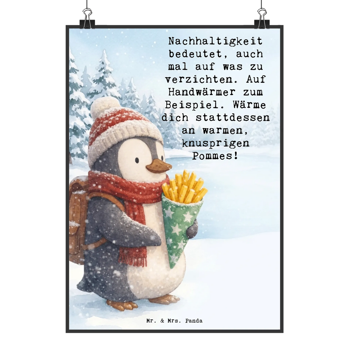 Poster Pinguin Winter Pommes Design Deko Bild, Deko Poster, Wandkunst, Wanddekoration, Typografie Poster, Panda Poster, Kunstdruck Poster, Drucke, Wanddeko, Bild, Designposter, Posterdruck, Wandbild, Kunstdruck, Wandschmuck, Grafikposter, Mr. & Mrs. Panda Poster, Wanddruck, Design Poster, Plakat, Wanddeko Bild, Kunstposter