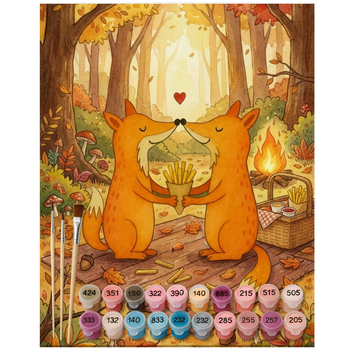 Malowanie według numerów Füchse Liebe Pommes Design Acryl Malen nach Zahlen, malen nach zahlen set, Zahlenbild, Malen nach Zahlen, leinwand malset, leinwand malerei, diy set, Malen mit Zahlen, malerei nach zahlen, Malen nach Zahlen Leinwand, acryl malset, malset, DIY Malen nach Zahlen, Malen nach Zahlen Bild, acrylmalerei set, kreativ set