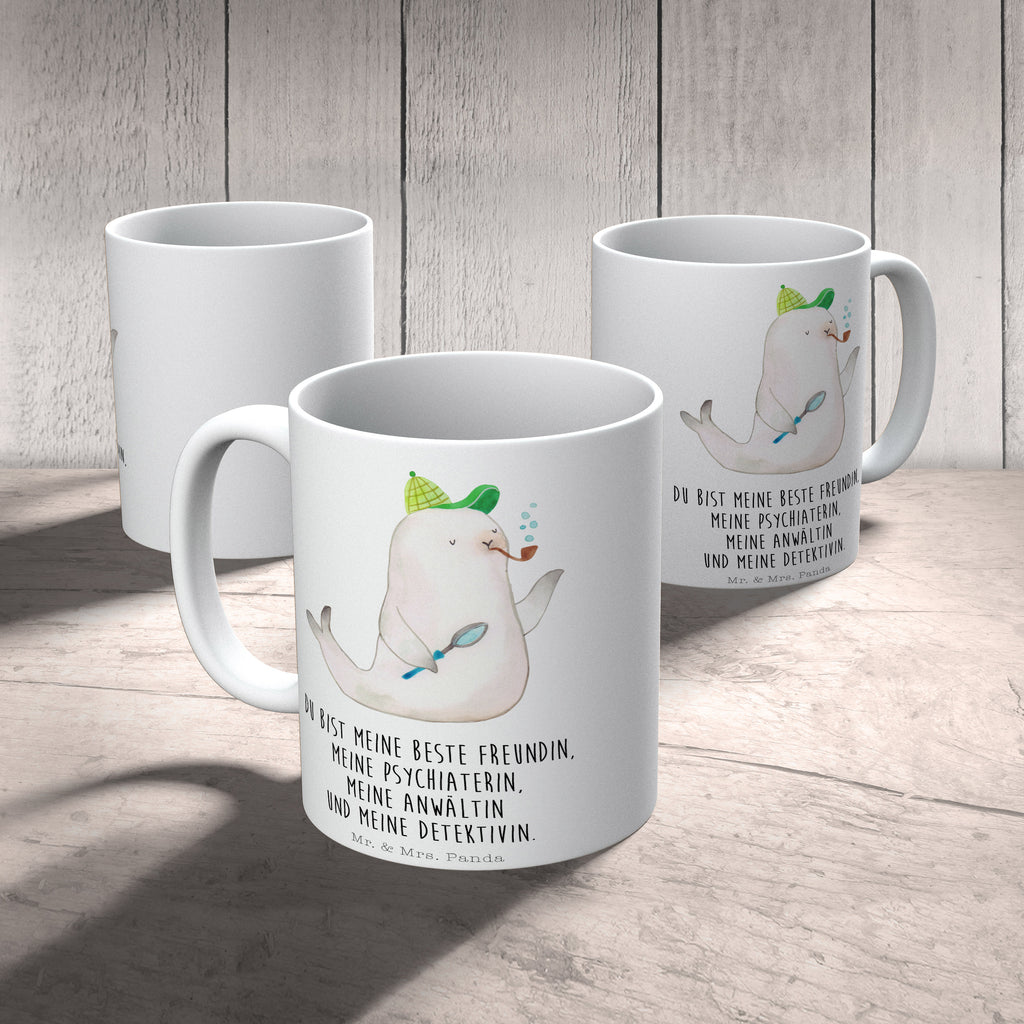 Tasse Robbe Sherlock Tasse, Kaffeetasse, Teetasse, Becher, Kaffeebecher, Teebecher, Keramiktasse, Porzellantasse, Büro Tasse, Geschenk Tasse, Tasse Sprüche, Tasse Motive, Tiermotive, Gute Laune, lustige Sprüche, Tiere