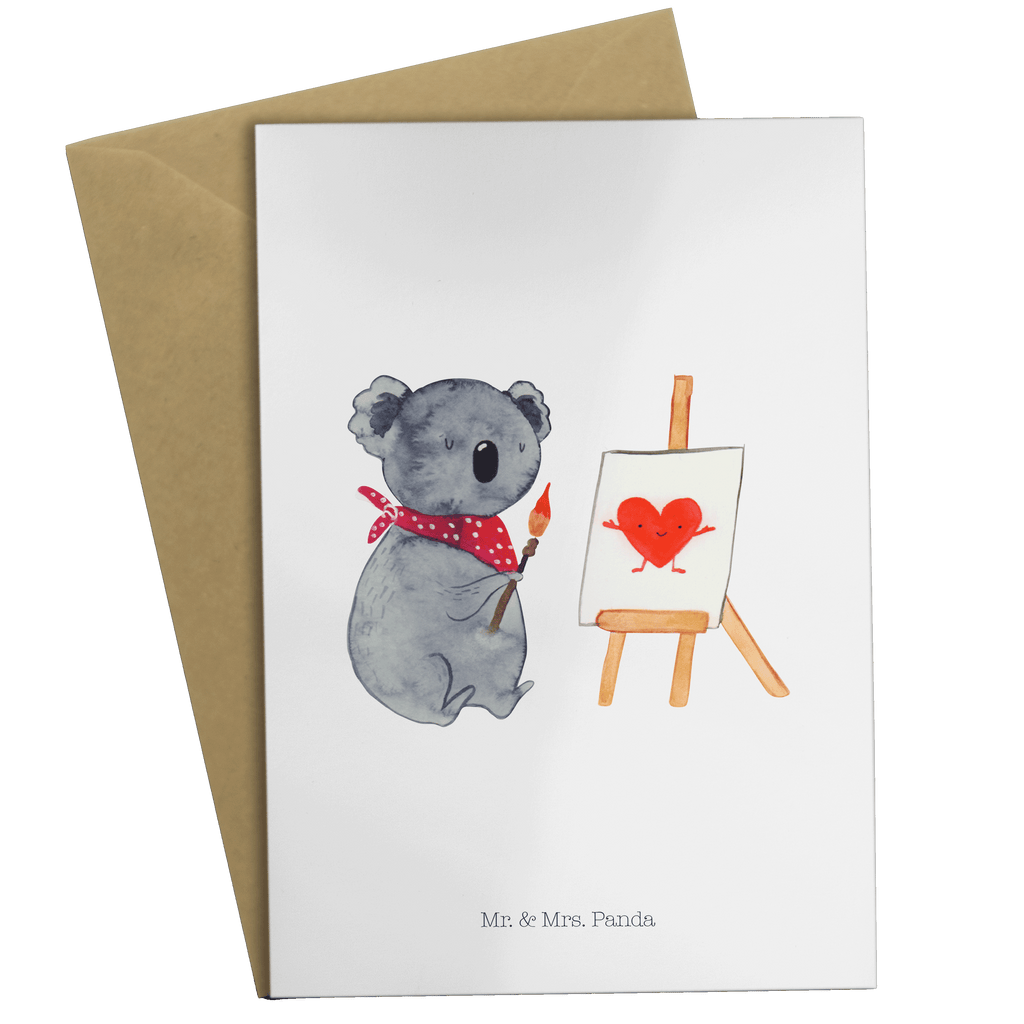 Grußkarte Koala Künstler Grußkarte, Klappkarte, Einladungskarte, Glückwunschkarte, Hochzeitskarte, Geburtstagskarte, Karte, Koala, Koalabär, Liebe, Liebensbeweis, Liebesgeschenk, Gefühle, Künstler, zeichnen