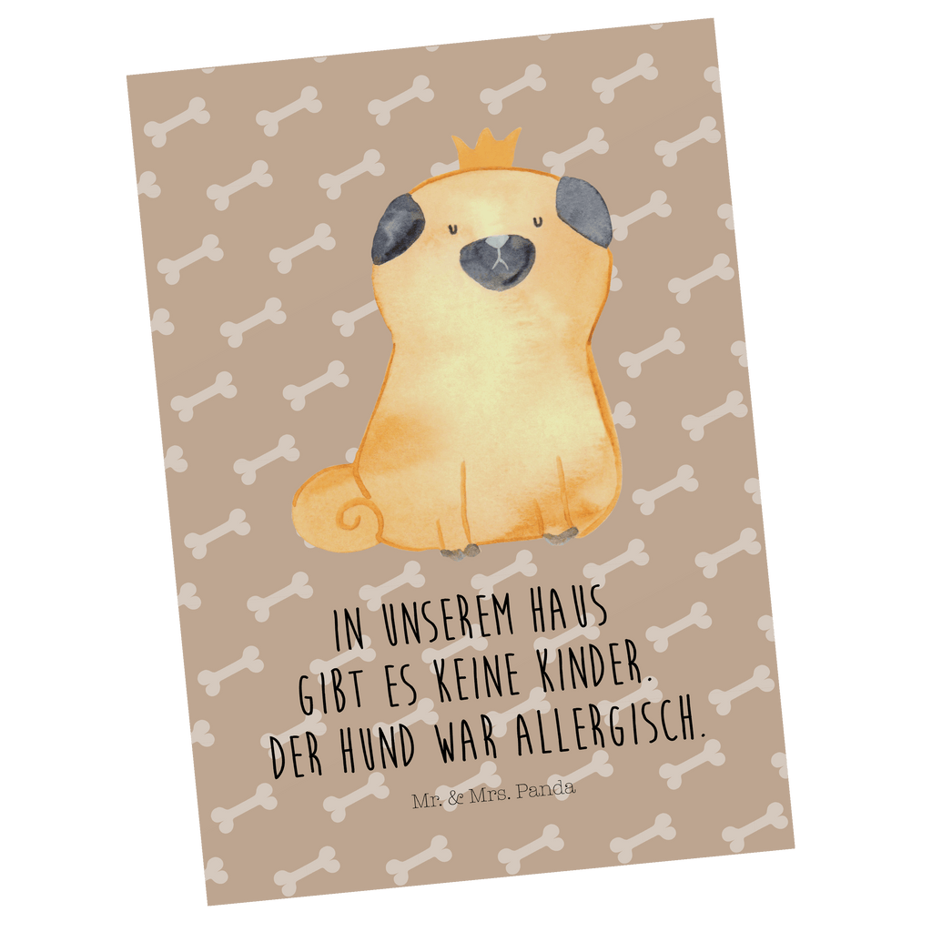 Postkarte Mops Krone Postkarte, Karte, Geschenkkarte, Grußkarte, Einladung, Ansichtskarte, Geburtstagskarte, Einladungskarte, Dankeskarte, Hund, Hundemotiv, Haustier, Hunderasse, Tierliebhaber, Hundebesitzer, Sprüche, Mops, allergisch, kinderlos, Hausregel, Hundebesitzer. Spruch, lustig