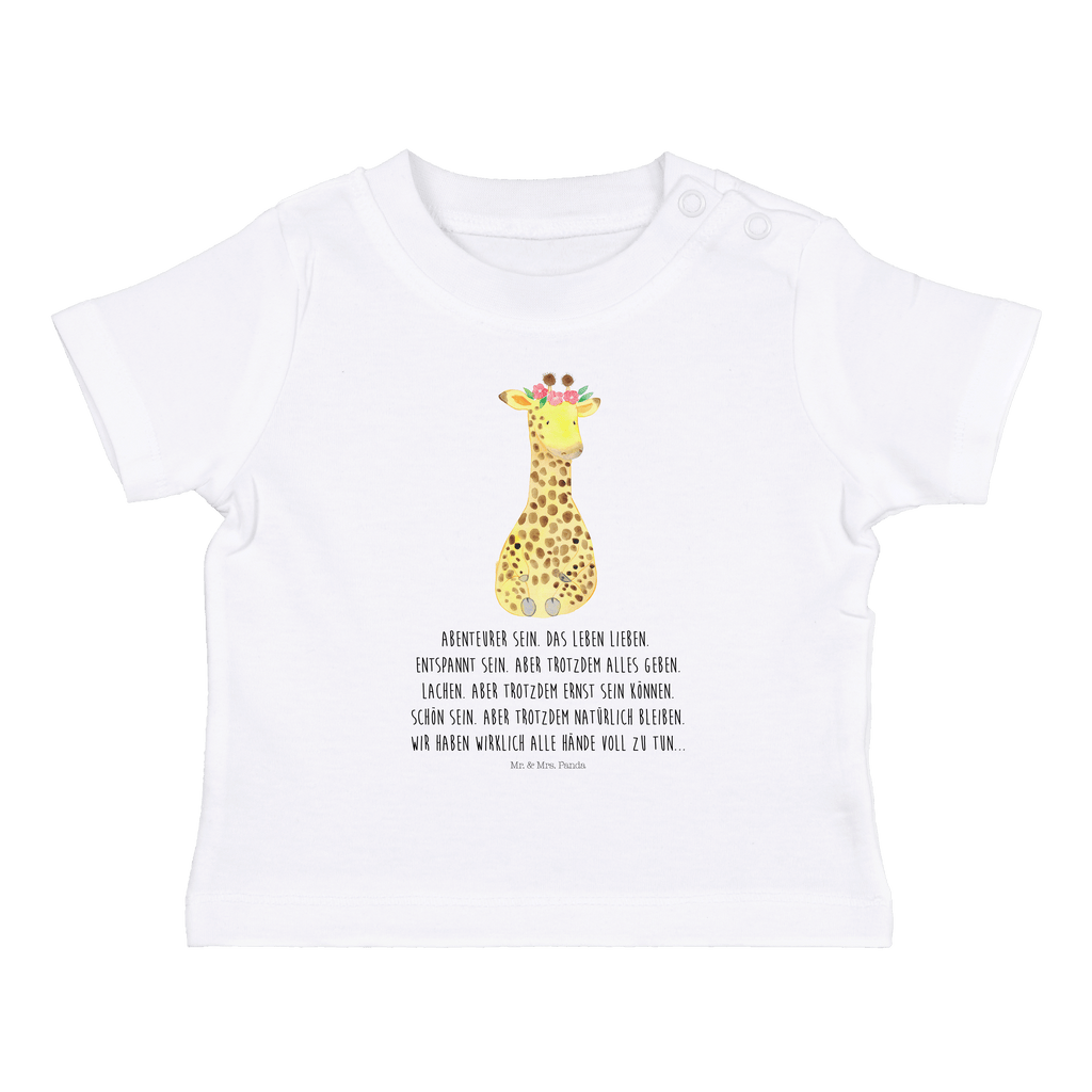 Organic Baby Shirt Giraffe Blumenkranz Baby T-Shirt, Jungen Baby T-Shirt, Mädchen Baby T-Shirt, Shirt, Afrika, Wildtiere, Giraffe, Blumenkranz, Abenteurer, Selbstliebe, Freundin