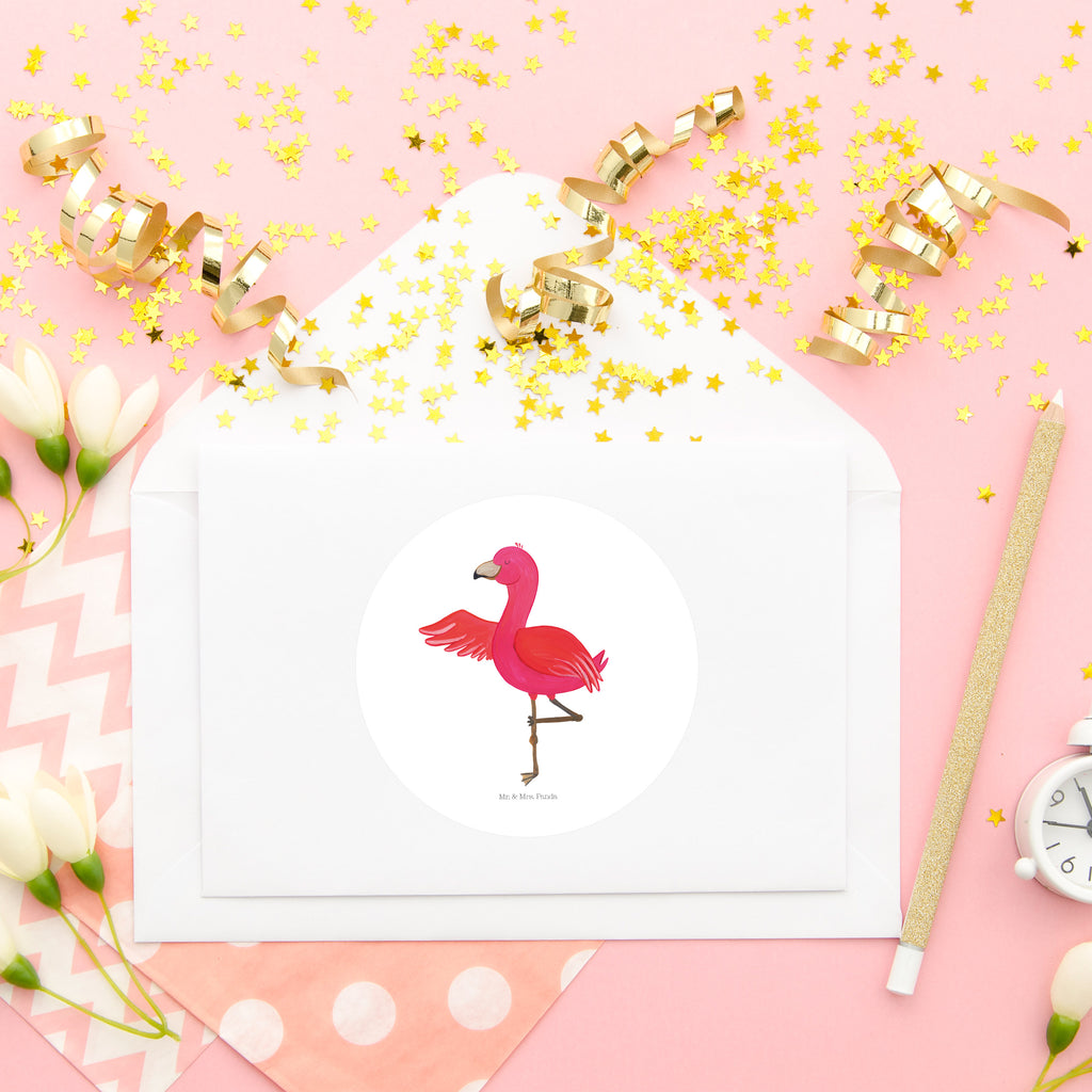 Rund Aufkleber Flamingo Yoga Sticker, Aufkleber, Etikett, Kinder, rund, Flamingo, Vogel, Yoga, Namaste, Achtsamkeit, Yoga-Übung, Entspannung, Ärger, Aufregen, Tiefenentspannung