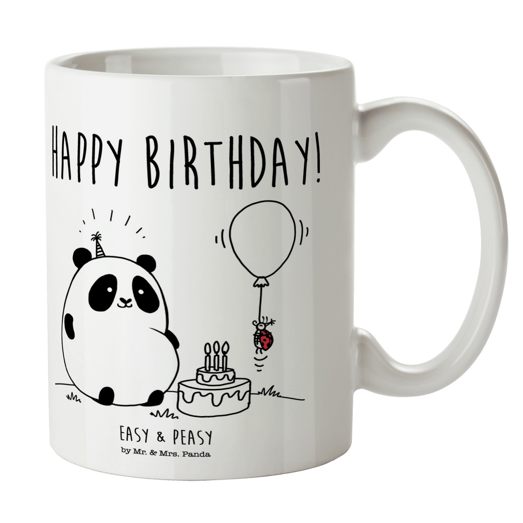 Tasse Easy & Peasy Happy Birthday Tasse, Kaffeetasse, Teetasse, Becher, Kaffeebecher, Teebecher, Keramiktasse, Porzellantasse, Büro Tasse, Geschenk Tasse, Tasse Sprüche, Tasse Motive
