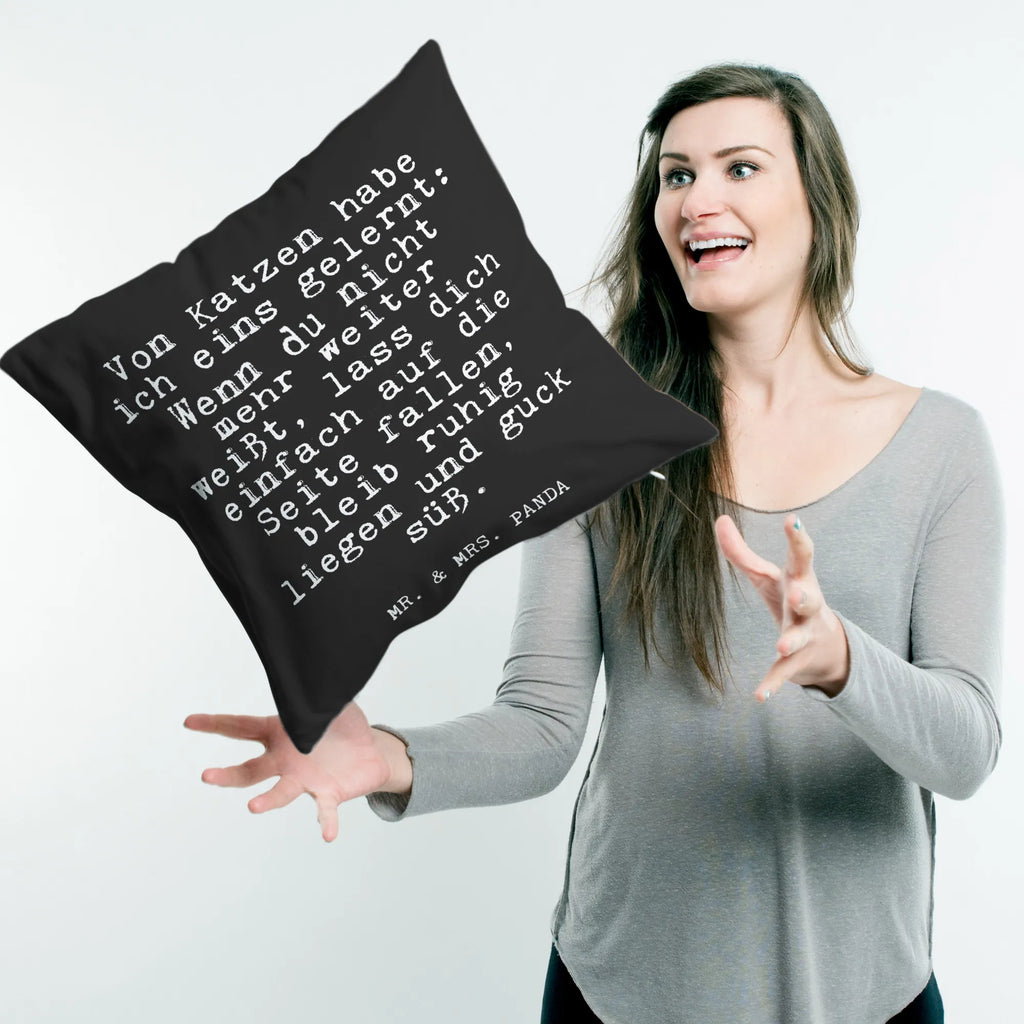 Cushion Von Katzen habe ich... sofa, 40 x 40, couch, pillows, settee, 40x40, pillow case, fluffy, pad, bedroom, bed, cushion, soft, Pillow, saying, sayings, funny, wisdom, quotes, Glizzer Spell Proverbs Wisdom Quotes Funny Wisdom Words