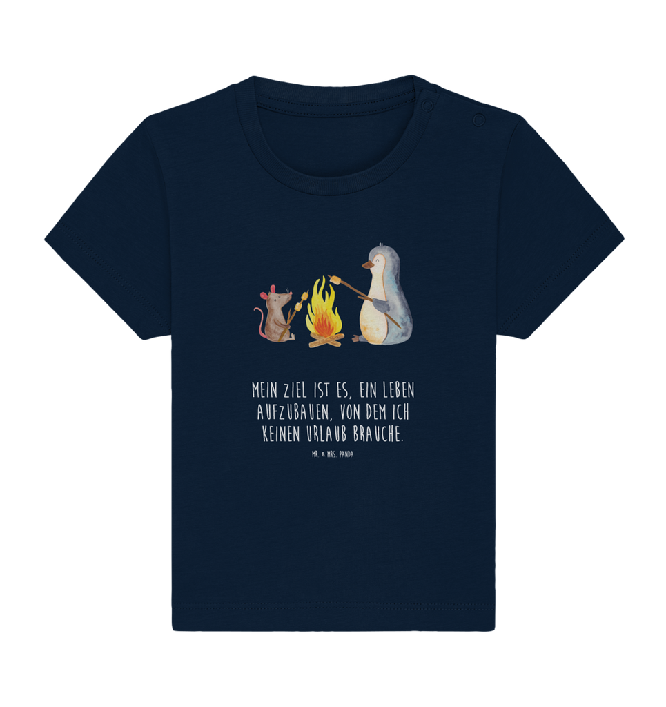 Organic Baby Shirt Pinguin Lagerfeuer Baby T-Shirt, Jungen Baby T-Shirt, Mädchen Baby T-Shirt, Shirt, Pinguin, Maus, Pinguine, Lagerfeuer, Leben, Arbeit, Job, Motivation, Büro, Büroalltag, Lebensspruch, Lebensmotivation, Neustart, Liebe, grillen, Feuer, Marshmallows
