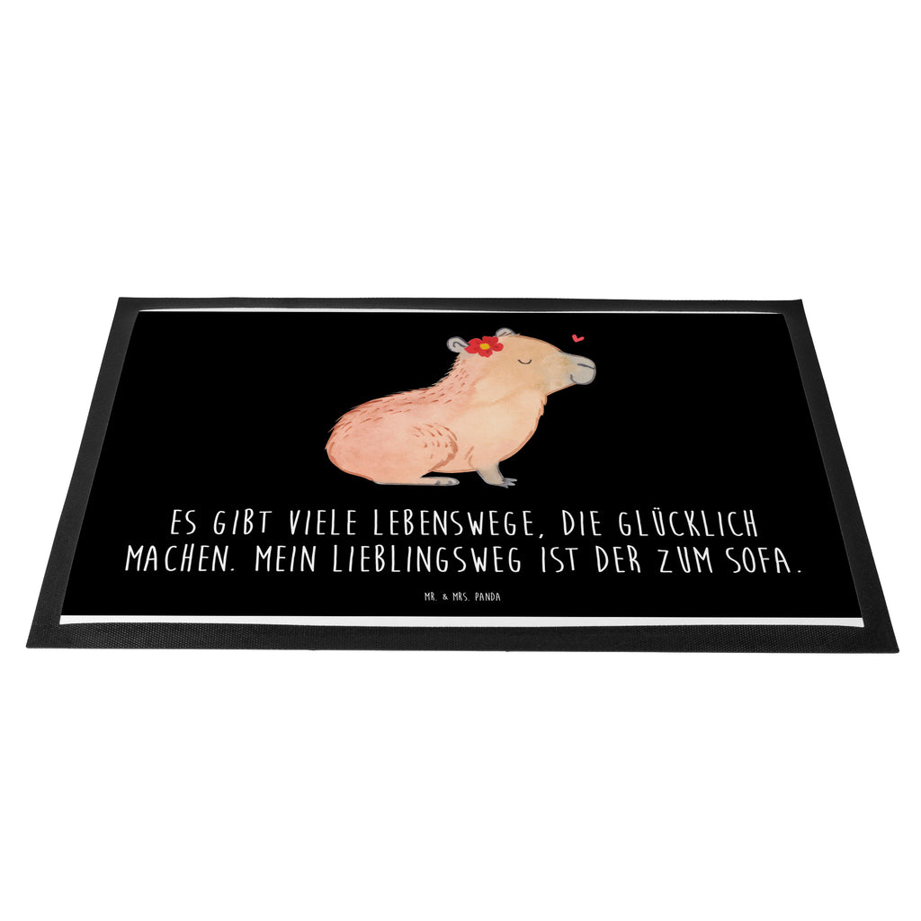 Fußmatte Capybara Blume Türvorleger, Schmutzmatte, Fußabtreter, Matte, Schmutzfänger, Fußabstreifer, Schmutzfangmatte, Türmatte, Motivfußmatte, Haustürmatte, Vorleger, Tiermotive, Gute Laune, lustige Sprüche, Tiere, Capybara