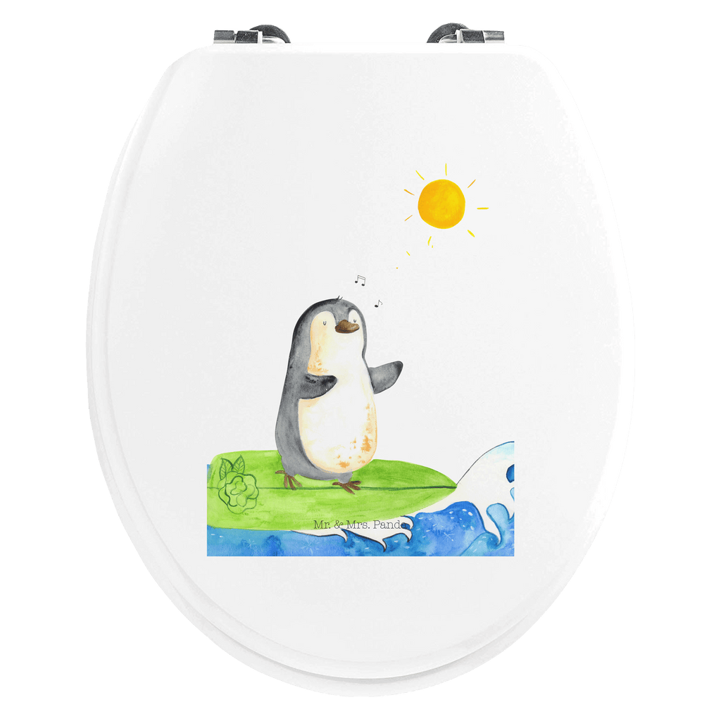 Motiv WC Sitz Pinguin Surfer Klobrille, Klodeckel, Toilettendeckel, WC-Sitz, Toilette, Pinguin, Pinguine, surfen, Surfer, Hawaii, Urlaub, Wellen, Wellen reiten, Portugal