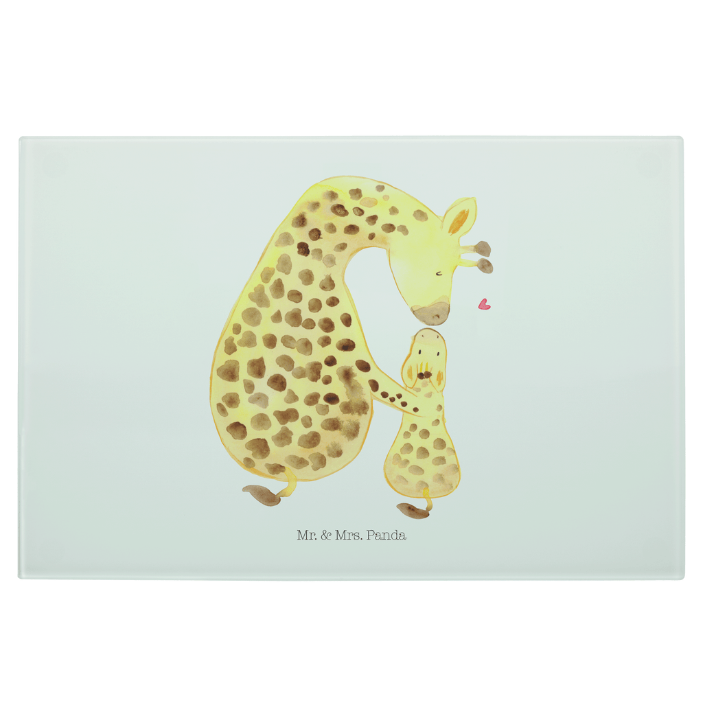 Glasschneidebrett Giraffe mit Kind Glasschneidebrett, Schneidebrett, Frühstücksbrett, Küche, Afrika, Wildtiere, Giraffe, Kind, Mutter, Mama, Tochter, Sohn, Lieblingsmensch