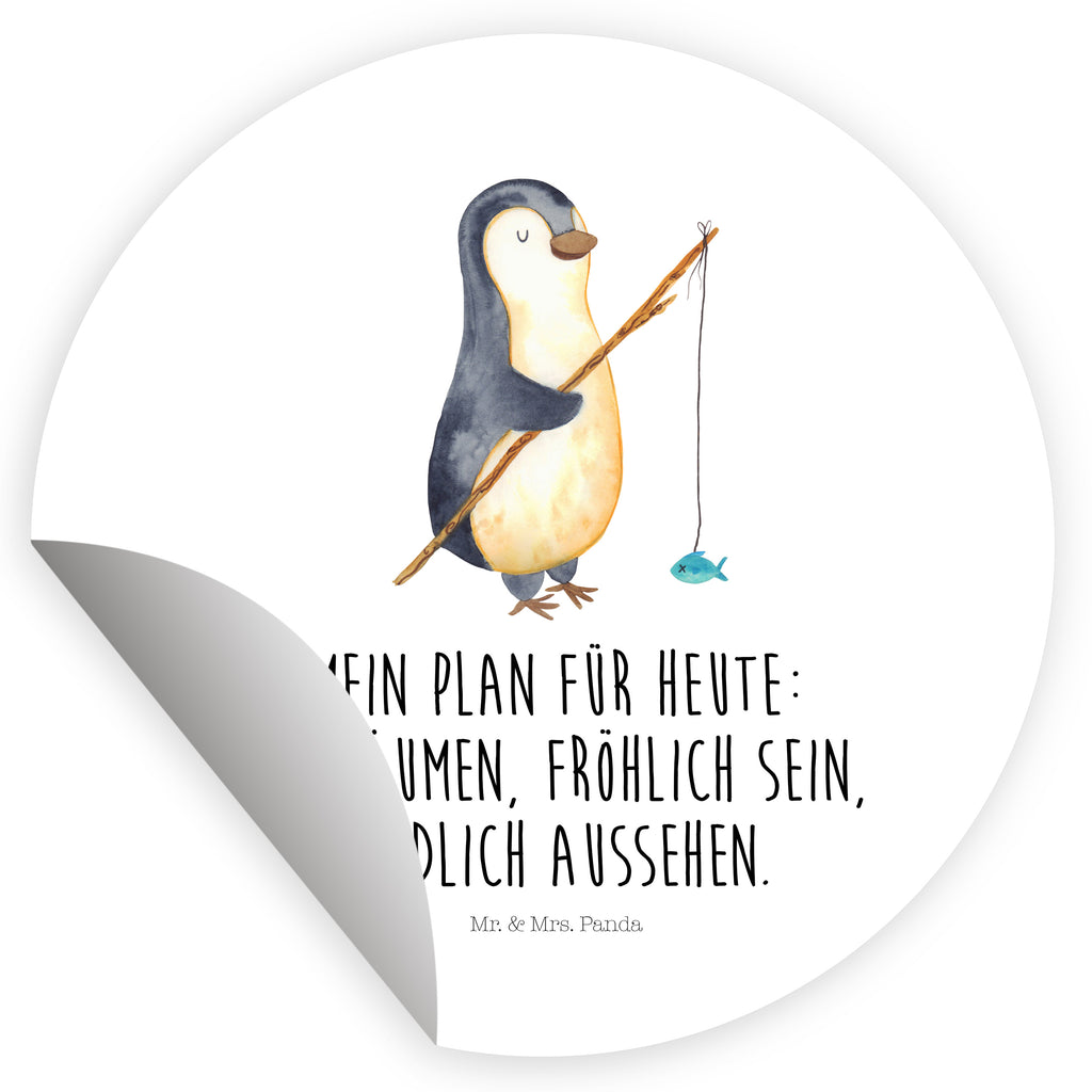 Rund Aufkleber Pinguin Angler Sticker, Aufkleber, Etikett, Pinguin, Pinguine, Angeln, Angler, Tagträume, Hobby, Plan, Planer, Tagesplan, Neustart, Motivation, Geschenk, Freundinnen, Geschenkidee, Urlaub, Wochenende