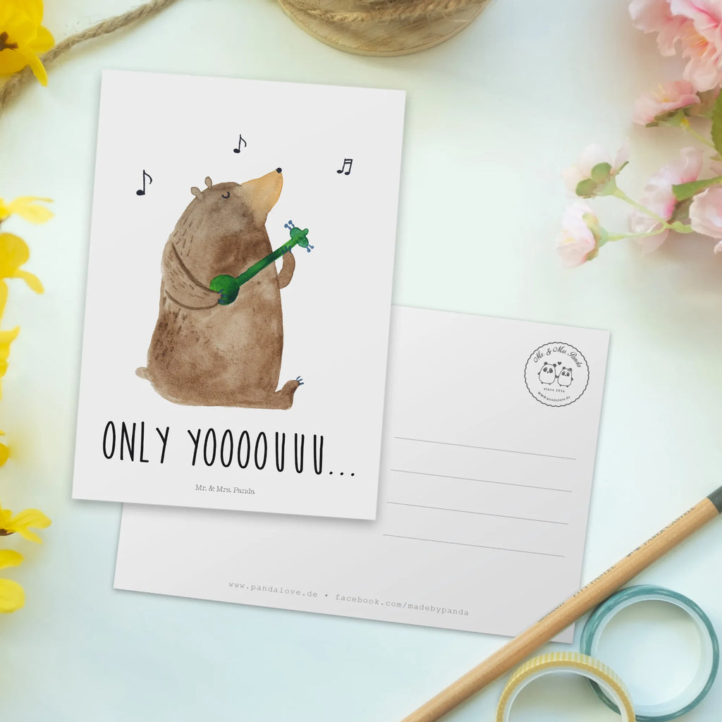Postcard bear guitar gift card, Postcard, invitation card, invitation, gift, card, postcards, letter, paper, bear, teddy, teddy bear, cuddly toy