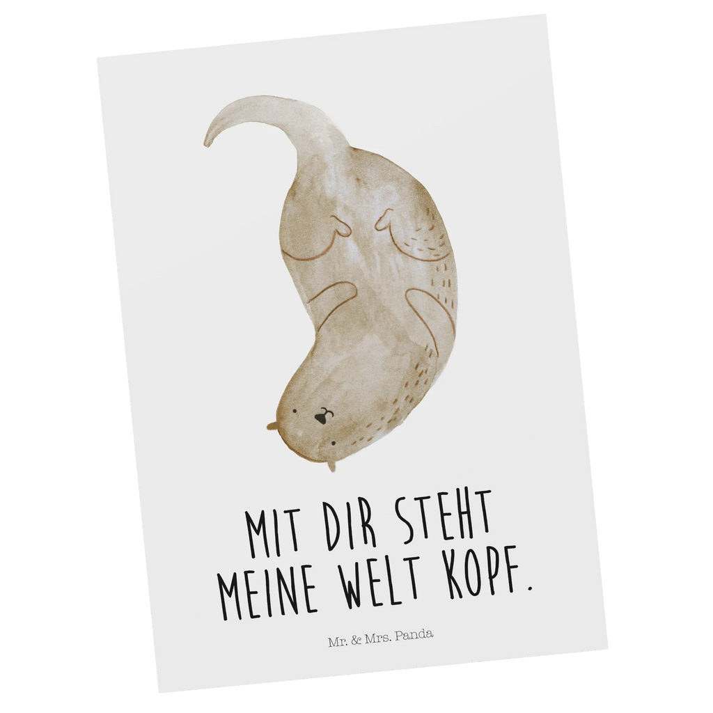 Postkarte Otter Kopfüber Designkarte, bildkarte, Grußkarte, spruchkarte, Postkarte, Ansichtskarte, Motivkarte, Kunstkarten, Fotokarte, Ansichtskarten, Postkarten, kunstkarte, einzelkarte, Seeotter, Otter, Fischotter, Otter Seeotter See Otter