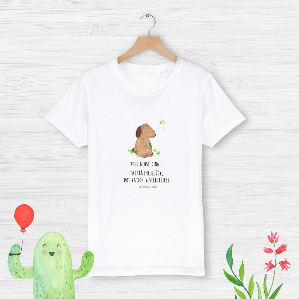 Organic Kinder T-Shirt Hund Kleeblatt Kinder T-Shirt, Kinder T-Shirt Mädchen, Kinder T-Shirt Jungen, Hund, Hundemotiv, Haustier, Hunderasse, Tierliebhaber, Hundebesitzer, Sprüche, Kleeblatt, Glück, Tagträume, Motivation, Neuanfang, Geschenk, Glücksbringer, Selbstliebe, Achtsamkeit