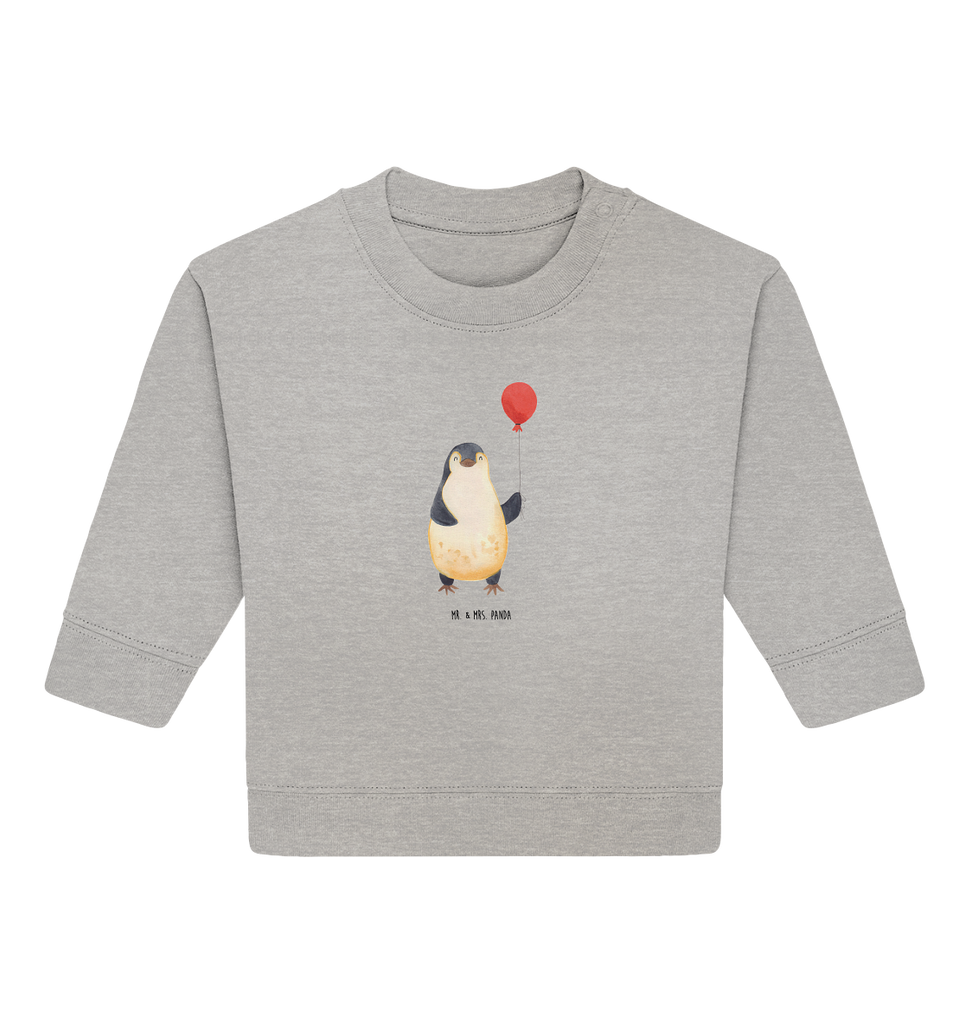 Organic Baby Pullover Pinguin Luftballon Wunderschöner Baby Pullover /Sweatshirt von Mr. & Mrs. Panda <br /><br />Material: <br />- 85 % Baumwolle (Bio-Qualität, ringgesponnen, gekämmt)<br />- 15 % Polyester (recycelt)</li><li>Grammatur: 280 g/m²<br />- Schnitt: normale Passform</li><li>Eingesetzte Ärmel<br />- Knopfleiste mit 1 gleichfarbigen Druckknopf und 1 verdeckten Druckknopf an Schulter für einfacheres Anziehen, Pinguin, Pinguine, Luftballon, Tagträume, Lebenslust, Geschenk Freundin, Geschenkidee, beste Freundin, Motivation, Neustart, neues Leben, Liebe, Glück