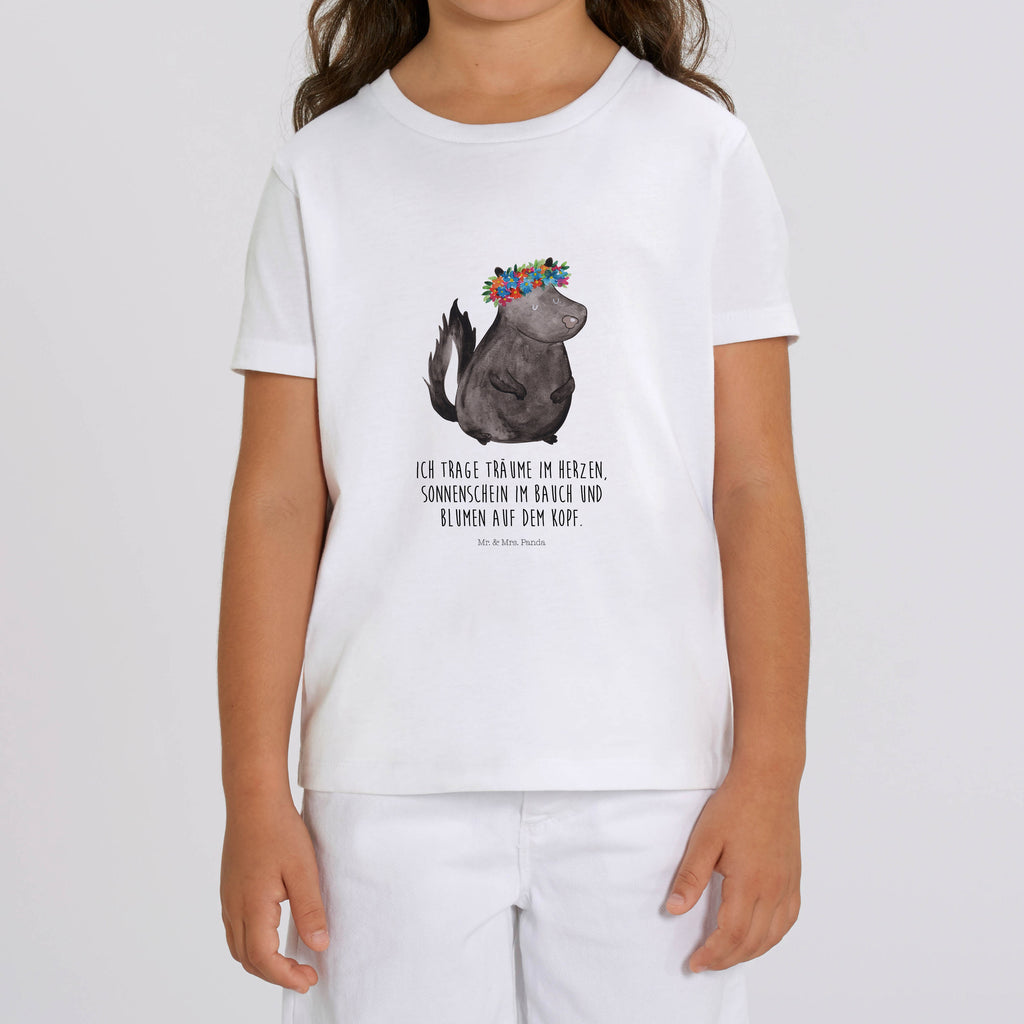 Organic Kinder T-Shirt Stinktier Mädchen Kinder T-Shirt, Kinder T-Shirt Mädchen, Kinder T-Shirt Jungen, Stinktier, Skunk, Wildtier, Raubtier, Stinker, Stinki, Yoga, Namaste, Lebe, Liebe, Lache