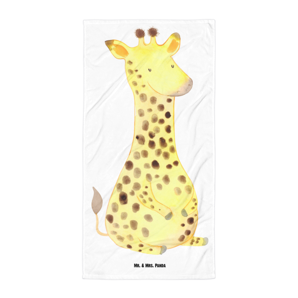 XL Badehandtuch Giraffe Zufrieden Handtuch, Badetuch, Duschtuch, Strandtuch, Saunatuch, Afrika, Wildtiere, Giraffe, Zufrieden, Glück, Abenteuer