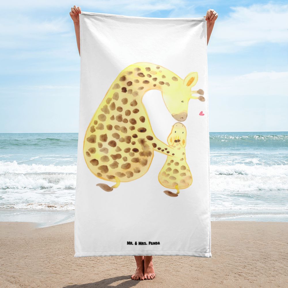 XL Badehandtuch Giraffe mit Kind Handtuch, Badetuch, Duschtuch, Strandtuch, Saunatuch, Afrika, Wildtiere, Giraffe, Kind, Mutter, Mama, Tochter, Sohn, Lieblingsmensch